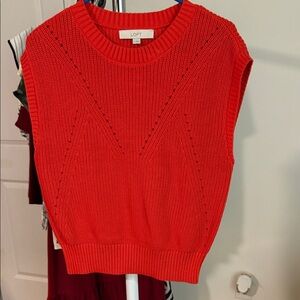 LOFT Women's Vibrant Coral Sleeveless Sweater